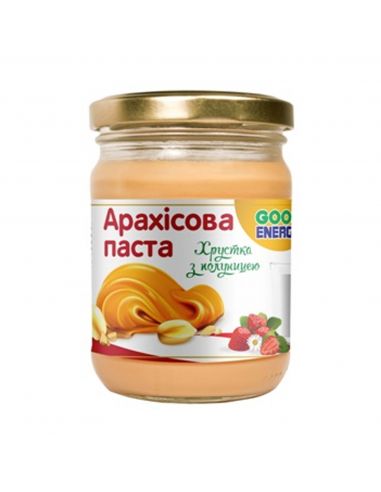 Паста арахисовая хрустящая с клубникой, GoodEnergy, 180г