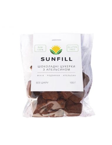 Цукерки шоколадні з апельсином, Sunfill, 100г